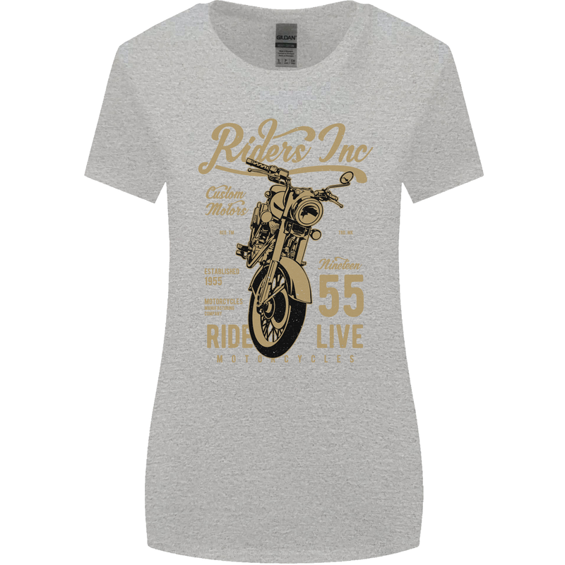 Riders Inc Motorcycle Cafe Racer Biker Bike Womens Wider Cut T-Shirt Sports Grey