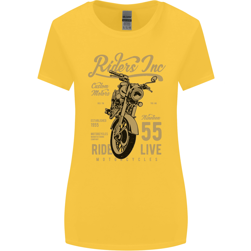 Riders Inc Motorcycle Cafe Racer Biker Bike Womens Wider Cut T-Shirt Yellow