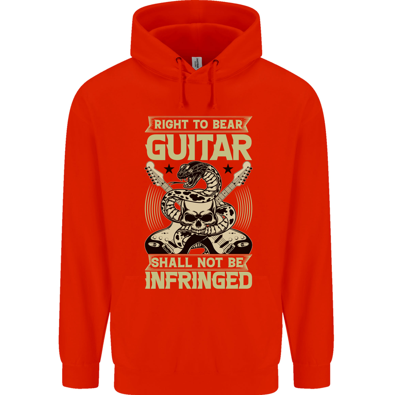 Right To Bear Guitar Rock n Roll Music Mens 80% Cotton Hoodie Bright Red