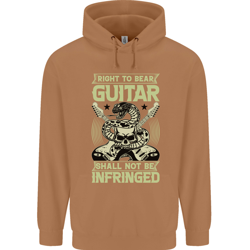 Right To Bear Guitar Rock n Roll Music Mens 80% Cotton Hoodie Caramel Latte