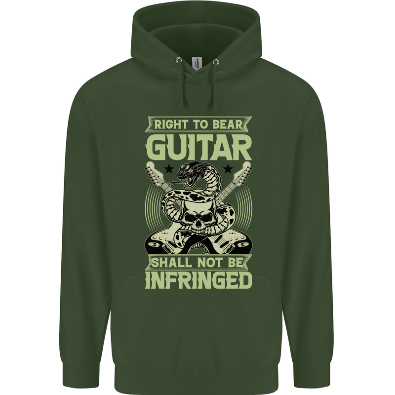 Right To Bear Guitar Rock n Roll Music Mens 80% Cotton Hoodie Forest Green