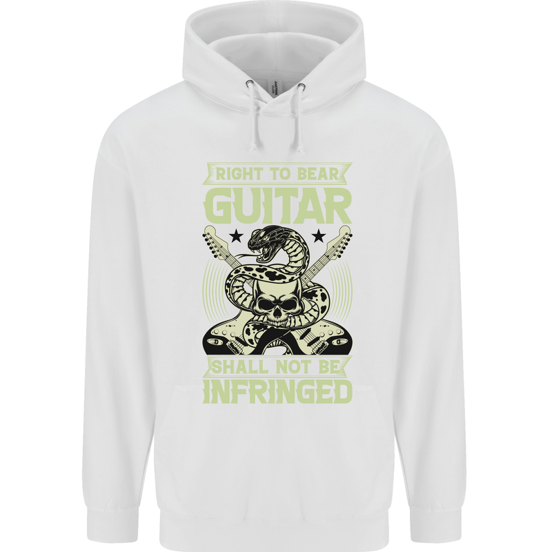 Right To Bear Guitar Rock n Roll Music Mens 80% Cotton Hoodie White