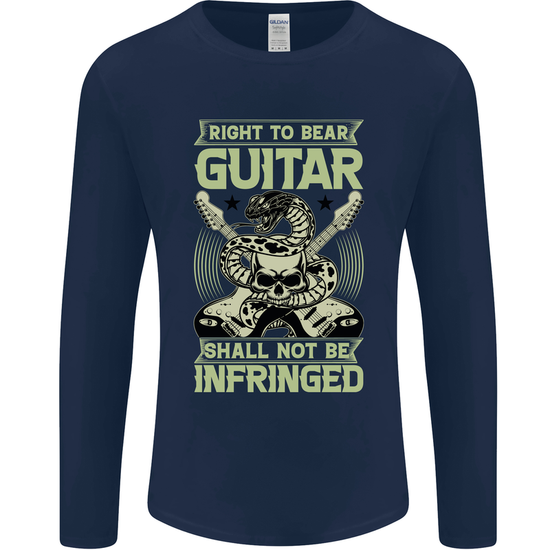Right To Bear Guitar Rock n Roll Music Mens Long Sleeve T-Shirt Navy Blue