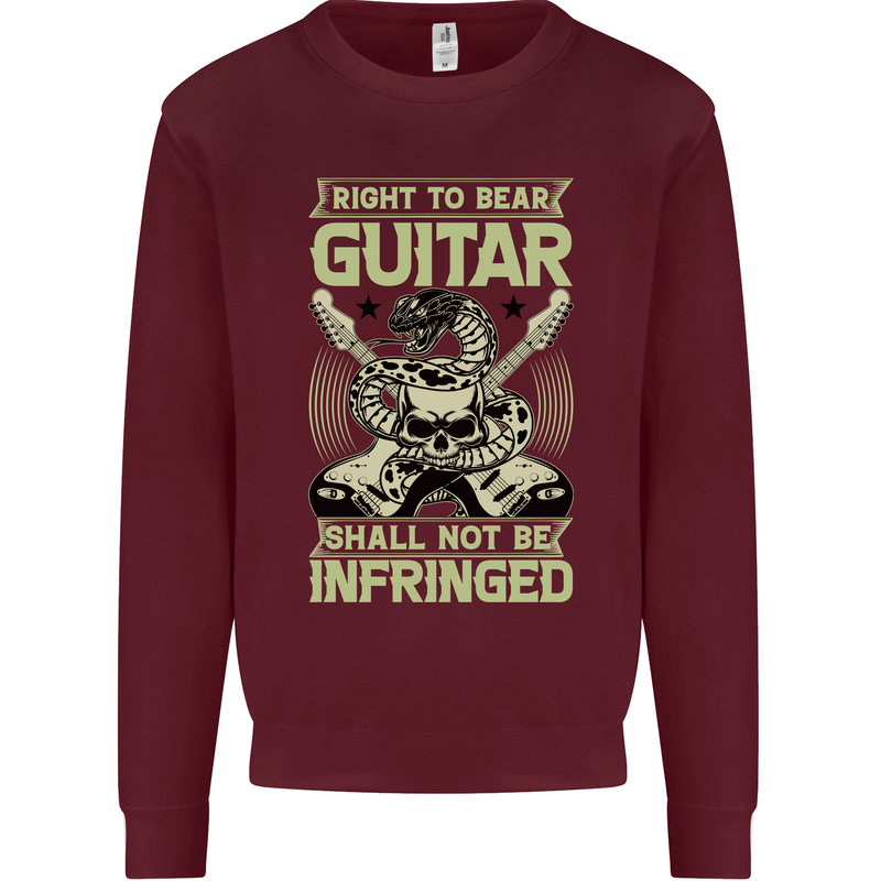 Right To Bear Guitar Rock n Roll Music Mens Sweatshirt Jumper Maroon