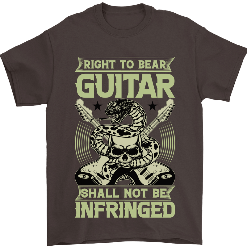 Right To Bear Guitar Rock n Roll Music Mens T-Shirt Cotton Gildan Dark Chocolate