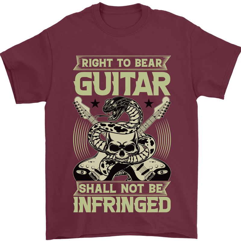 Right To Bear Guitar Rock n Roll Music Mens T-Shirt Cotton Gildan Maroon