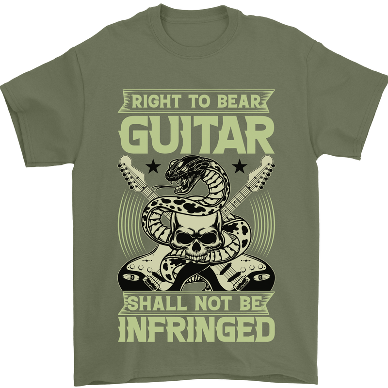 Right To Bear Guitar Rock n Roll Music Mens T-Shirt Cotton Gildan Military Green