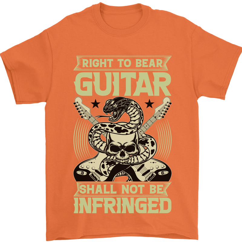 Right To Bear Guitar Rock n Roll Music Mens T-Shirt Cotton Gildan Orange