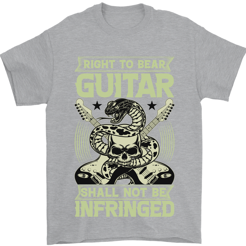 Right To Bear Guitar Rock n Roll Music Mens T-Shirt Cotton Gildan Sports Grey