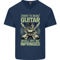 Right To Bear Guitar Rock n Roll Music Mens V-Neck Cotton T-Shirt Navy Blue
