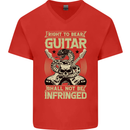 Right To Bear Guitar Rock n Roll Music Mens V-Neck Cotton T-Shirt Red