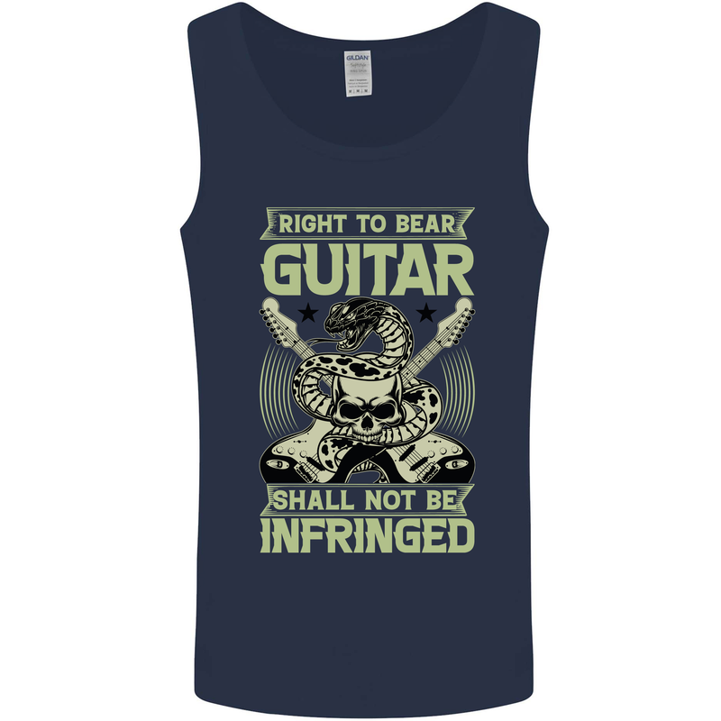 Right To Bear Guitar Rock n Roll Music Mens Vest Tank Top Navy Blue