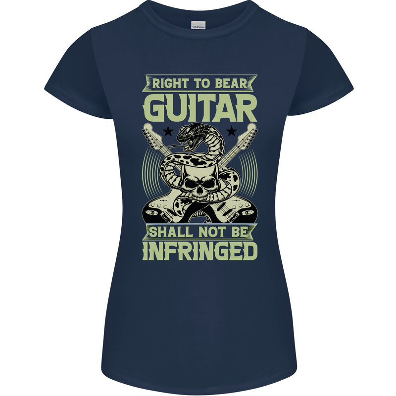 Right To Bear Guitar Rock n Roll Music Womens Petite Cut T-Shirt Navy Blue