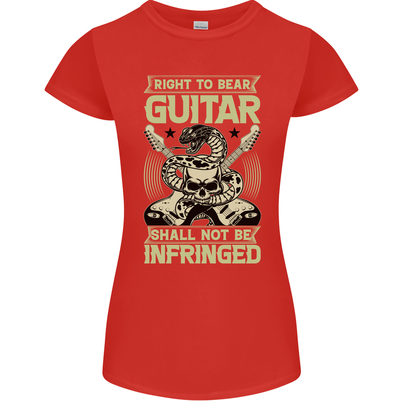 Right To Bear Guitar Rock n Roll Music Womens Petite Cut T-Shirt Red