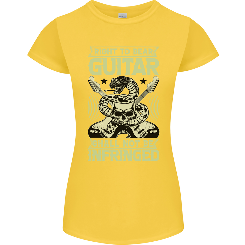 Right To Bear Guitar Rock n Roll Music Womens Petite Cut T-Shirt Yellow