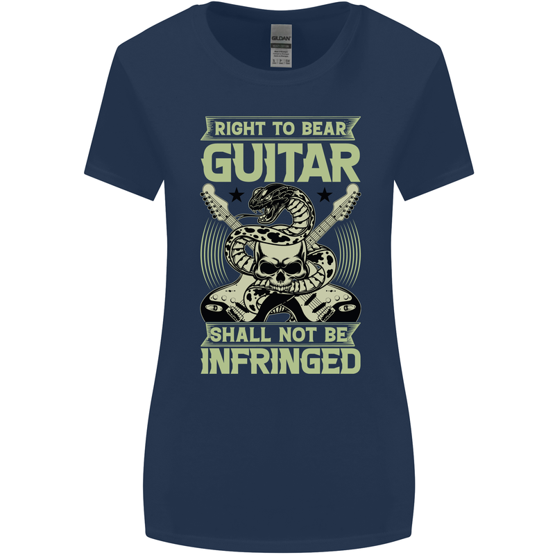 Right To Bear Guitar Rock n Roll Music Womens Wider Cut T-Shirt Navy Blue