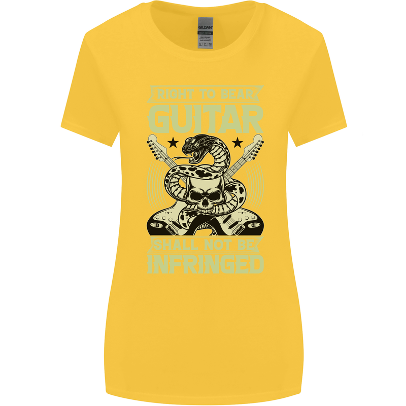 Right To Bear Guitar Rock n Roll Music Womens Wider Cut T-Shirt Yellow