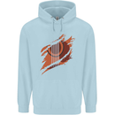 Ripped Torn Acoustic Guitar Music Funny Childrens Kids Hoodie Light Blue