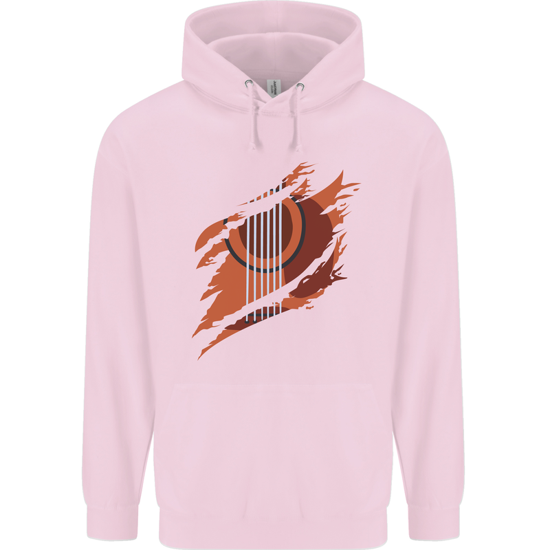 Ripped Torn Acoustic Guitar Music Funny Childrens Kids Hoodie Light Pink