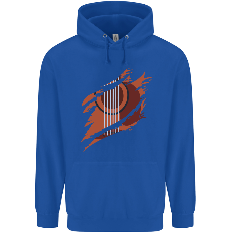 Ripped Torn Acoustic Guitar Music Funny Childrens Kids Hoodie Royal Blue