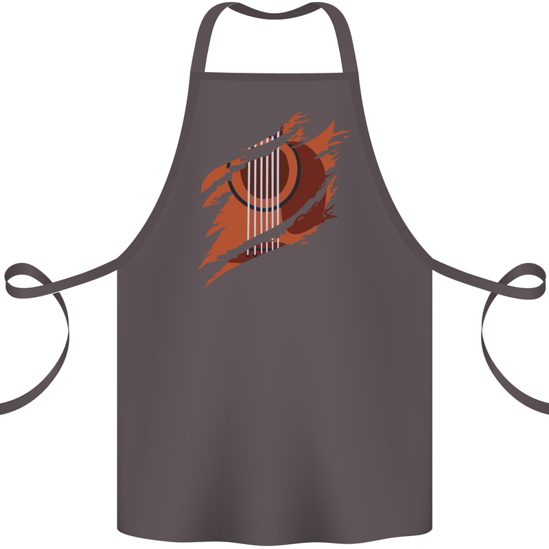 Ripped Torn Acoustic Guitar Music Funny Cotton Apron 100% Organic Dark Grey