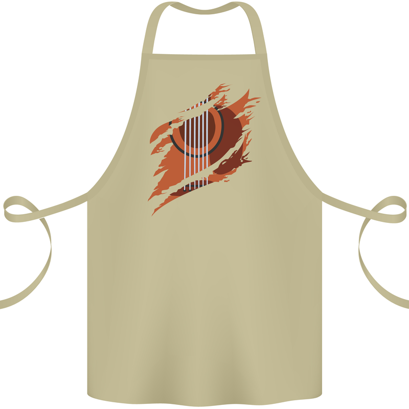 Ripped Torn Acoustic Guitar Music Funny Cotton Apron 100% Organic Khaki