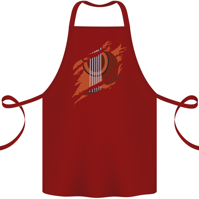Ripped Torn Acoustic Guitar Music Funny Cotton Apron 100% Organic Maroon
