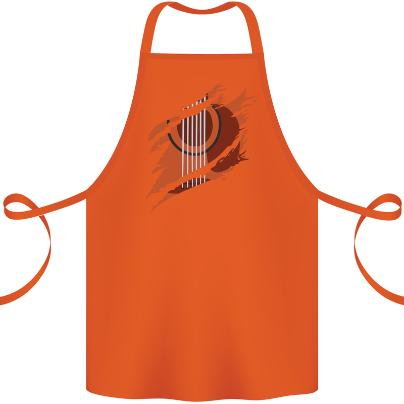 Ripped Torn Acoustic Guitar Music Funny Cotton Apron 100% Organic Orange
