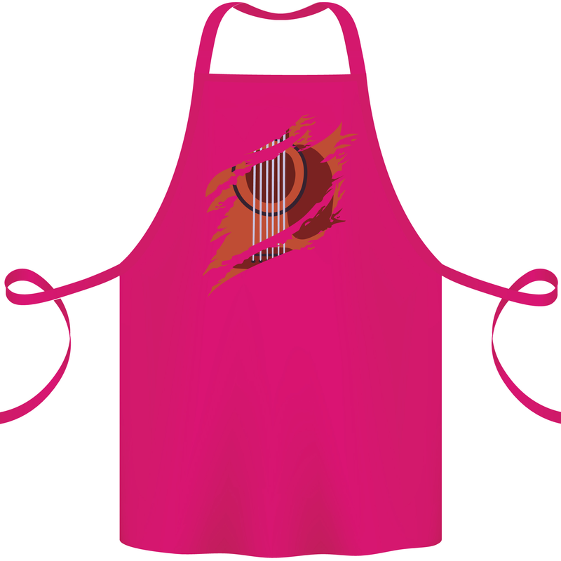 Ripped Torn Acoustic Guitar Music Funny Cotton Apron 100% Organic Pink