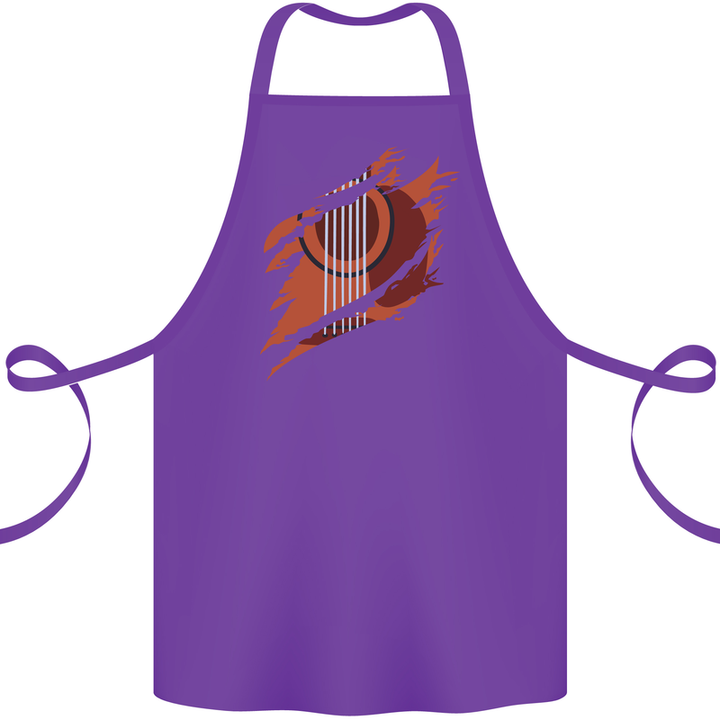 Ripped Torn Acoustic Guitar Music Funny Cotton Apron 100% Organic Purple