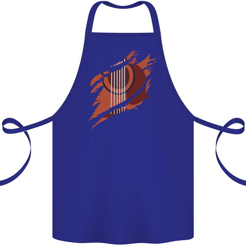 Ripped Torn Acoustic Guitar Music Funny Cotton Apron 100% Organic Royal Blue