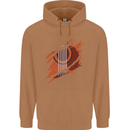 Ripped Torn Acoustic Guitar Music Funny Mens 80% Cotton Hoodie Caramel Latte