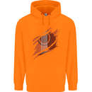 Ripped Torn Acoustic Guitar Music Funny Mens 80% Cotton Hoodie Orange