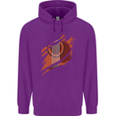 Ripped Torn Acoustic Guitar Music Funny Mens 80% Cotton Hoodie Purple