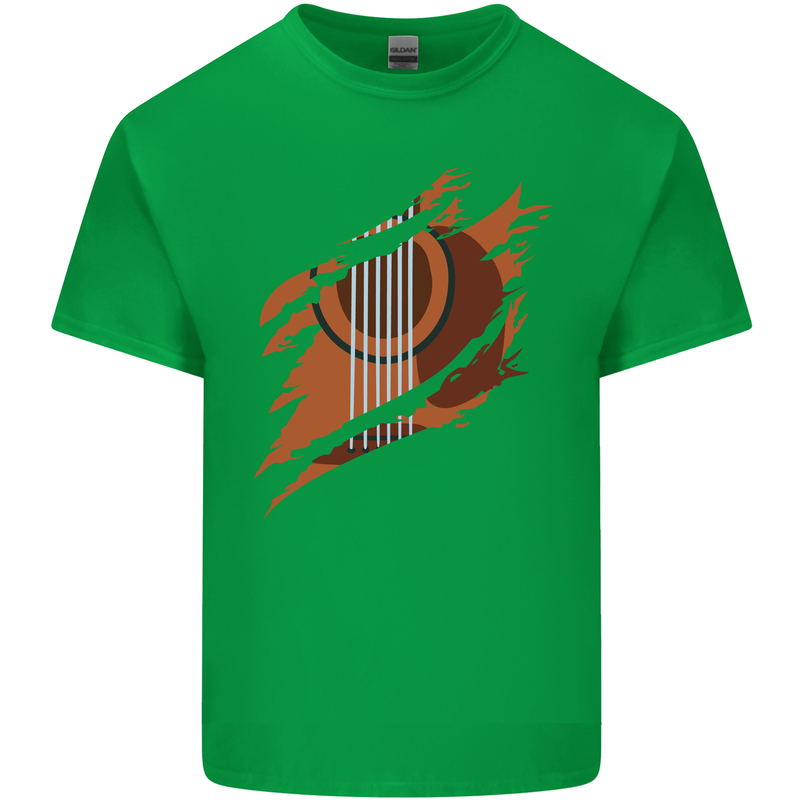 Ripped Torn Acoustic Guitar Music Funny Mens Cotton T-Shirt Tee Top Irish Green