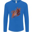 Ripped Torn Acoustic Guitar Music Funny Mens Long Sleeve T-Shirt Royal Blue