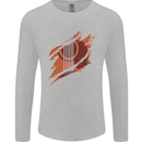 Ripped Torn Acoustic Guitar Music Funny Mens Long Sleeve T-Shirt Sports Grey