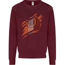 Ripped Torn Acoustic Guitar Music Funny Mens Sweatshirt Jumper Maroon