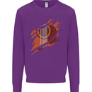 Ripped Torn Acoustic Guitar Music Funny Mens Sweatshirt Jumper Purple