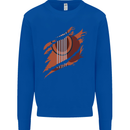 Ripped Torn Acoustic Guitar Music Funny Mens Sweatshirt Jumper Royal Blue