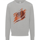 Ripped Torn Acoustic Guitar Music Funny Mens Sweatshirt Jumper Sports Grey
