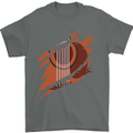 Ripped Torn Acoustic Guitar Music Funny Mens T-Shirt Cotton Gildan Charcoal
