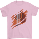 Ripped Torn Acoustic Guitar Music Funny Mens T-Shirt Cotton Gildan Light Pink