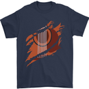 Ripped Torn Acoustic Guitar Music Funny Mens T-Shirt Cotton Gildan Navy Blue