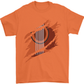 Ripped Torn Acoustic Guitar Music Funny Mens T-Shirt Cotton Gildan Orange