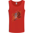 Ripped Torn Acoustic Guitar Music Funny Mens Vest Tank Top Red