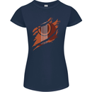 Ripped Torn Acoustic Guitar Music Funny Womens Petite Cut T-Shirt Navy Blue