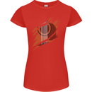 Ripped Torn Acoustic Guitar Music Funny Womens Petite Cut T-Shirt Red