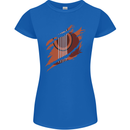 Ripped Torn Acoustic Guitar Music Funny Womens Petite Cut T-Shirt Royal Blue
