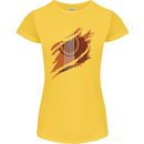 Ripped Torn Acoustic Guitar Music Funny Womens Petite Cut T-Shirt Yellow